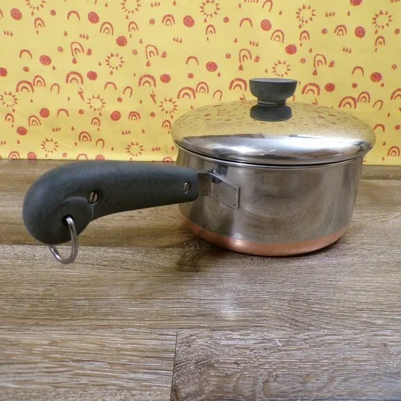 REVERE WARE Vintage 2 Qt Stainless Saucepan Copper Bottom - Picture 4 of 13